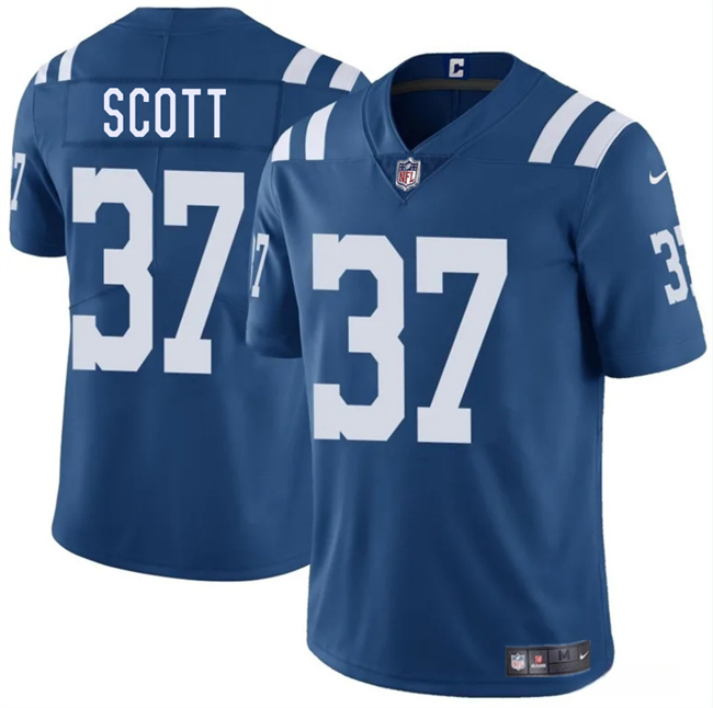 Men's Blue Indianapolis Colts #37 Daniel Scott 2025 Vapor Limited Stitched Football Jersey